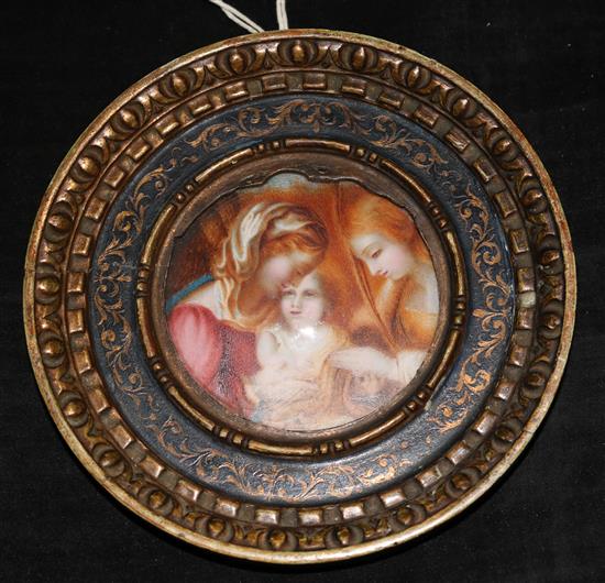 An oil on ivory miniature, overall 18cms
